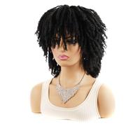 Woman Small Curly Wig Head Cover Dirty Braid Fashion Wig(Black)