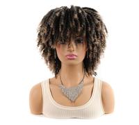 Woman Small Curly Wig Head Cover Dirty Braid Fashion Wig(Yellow)