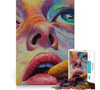 Woman Smoking Cigar Adults 1000 Piece Jigsaw Puzzle Focus Memory Game Zero Gap Compact Fun for Family Game Time (38x26cm)