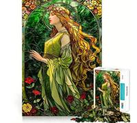 Woman Stained Glass Jigsaw Puzzle 1000 Piece Focus Boost Fun Advanced Laser Cutting Tech Travel-friendly Brain Game Gift (50x75cm)