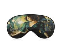 Woman Standing at Bar Sleeping Mask Sleep Mask for Side Sleeper Relaxing Zero Pressure Night Blindfold Light Block-Out Eye Mask for Sleep with Easy Adjustable Strap