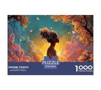 Woman Stands Under A Tree 1000 Piece Eco-friendly Paper Jigsaw Puzzles Dreaming Girl Unique Challenging Educational Toys Puzzles for Toddlers 38x26cm/1000pcs