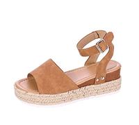Woman Summer Sandals Open Toe Platform Wedge Sandals Fashion Casual Shoes Espadrilles Heel Ankle Strap Sandal Thick Sole Shoes Ladies Beach Holiday Sandals Slippers UK