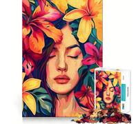 Woman Surrounded by Flowers 1000 Jigsaw Puzzle Mental Fun Game Seamless Fit Precise Pieces Relaxing Indoor Group Activity (38x52cm)