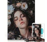 Woman Surrounded by Flowers 1000-piece Jigsaw Puzzles Brain Fun Training Seamless Fit Precise Pieces Fascinating Hobby for Idle Moments (50x75cm)