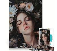 Woman Surrounded by Flowers Adult Jigsaw1000 Pieces Cognitive Boost Game No Gap Tight Fitting Design Birthday Gift Brain Teaser Toy (38x26cm)