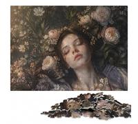Woman Surrounded by Flowers Adult Wooden Jigsaw Puzzle | Shared puzzle time: solo or shared leisure on quiet evenings.