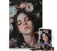 Woman Surrounded by Flowers Jigsaw Puzzles for Adults 1000 Memory Training Time Well Spent Precise Edges Best Gift (50x75cm)