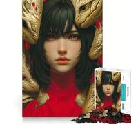 Woman Surrounded by Golden Dragon Heads 1000 Piece Jigsaw Brain Skill Game High Precision Die Cut Fascinating Hobby for Idle Moments (50x75cm)