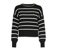 ONLY Women's Onlibi LS O-Neck CC KNT Sweater, Black/Stripes: White Cap Grey melt, L