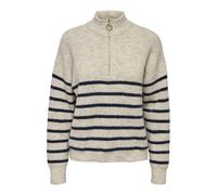 ONLY Women's Onltokyo L/S Highneck Zip Pullover KNT Sweater, Pumice Stone, M