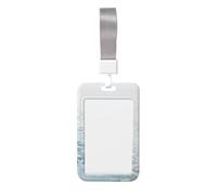 Woman Swimming in The Sea Sliding Id Badge Holder Hard Plastic Work Card Case Name Tag Protector for Nurses Office
