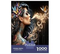 Woman Tattoo 1000 Pieces Jigsaw Puzzle Bundle Mystical Serenity Art Jigsaw Puzzle Extra-Thick Cardboard Jigsaw Puzzle Collector Mind Relaxation Office Break Travel 38x26cm/1000pcs
