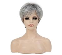 Woman Temperament Fluffy Wig Gray Short Daily Hairstyle