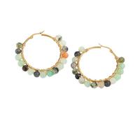 Woman Trendy Gemstone Beaded Earrings Natural Aquatic Agate Beads Handmade Boho Ear Hoops Exaggerated Earring Beach Party Jewellery for Women