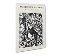 Woman Tying Her Shoe By Ernst Ludwig Kirchner Canvas Print | Gallery Wrapped 30mm Frame Wall Art | 30x20 inches | Ready to Hang | Surrealist People Picture | Living Room Bedroom Lounge Office