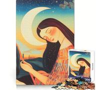 Woman Under Crescent Moon 1000 Pieces Jigsaws Adults Puzzles Logic Practice Pleasant Leisure Clean Edges Perfect Present (38x52cm)
