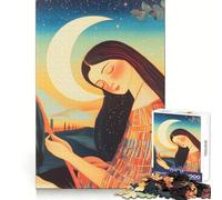 Woman Under Crescent Moon Jigsaw Puzzle 1000 Piece for Teenagers Focus Training Peaceful Escape Tight Join Thoughtful Gift (50x75cm)