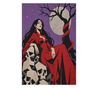 Woman under Purple Moon Jigsaw Puzzle 1000 Pieces in Wood, Brain Teaser