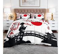 Woman Under The Cherry Blossom Tree Coverless Duvet Single Size, 155 x 220 cm Down Alternative Reversible Quilted Duvet for All Seasons - 1 Soft Comforter Bedding with 2 Pillowcases, White