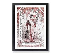 Woman Under The Cherry Blossom Tree Framed Print | A2 Black Framed Wall Art | Ready to Hang | Modern Floral Picture | Living Room Bedroom Lounge Office