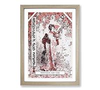 Woman Under The Cherry Blossom Tree Framed Print | A2 Oak Framed Wall Art | Ready to Hang | Modern Floral Picture | Living Room Bedroom Lounge Office