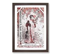 Woman Under The Cherry Blossom Tree Framed Print | A2 Walnut Framed Wall Art | Ready to Hang | Modern Floral Picture | Living Room Bedroom Lounge Office