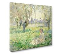Woman Under The Willows by Claude Monet Canvas Print | Gallery Wrapped 30mm Frame Wall Art | 14x14 inches | Ready to Hang | Modern People Picture | Living Room Bedroom Lounge Office