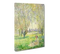 Woman Under The Willows By Claude Monet Canvas Print | Gallery Wrapped 30mm Frame Wall Art | 24x16 inches | Ready to Hang | Impressionist People Picture | Living Room Bedroom Lounge Office