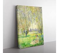 Woman Under The Willows By Claude Monet Classic Painting Canvas Wall Art Print Ready to Hang, Framed Picture for Living Room Bedroom Home Office Décor, 50x35 cm (20x14 Inch)
