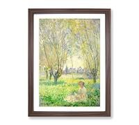 Woman Under The Willows By Claude Monet Classic Painting Framed Print | A2 Walnut Framed Wall Art | Ready to Hang | Classic Historical Picture | Living Room Bedroom Lounge Office