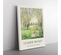 Woman Under The Willows By Claude Monet Exhibition Museum Painting Canvas Wall Art Print Ready to Hang, Framed Picture for Living Room Bedroom Home Office Décor, 60x40 cm (24x16 Inch)