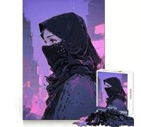 Woman Veiled in Neon 1000 Piece Jigsaws for Adults Puzzle Focus Training Stress Free Fun Tight Join Creative Gift (38x52cm)