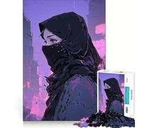 Woman Veiled in Neon Jigsaw Puzzles1000 Pieces Cognitive Train Fun Flawless Interlocking Pieces Birthday Gift Brain Teaser Toy (38x26cm)