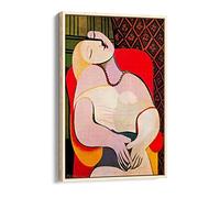 Woman Vintage - Pablo Picasso The Dream Canvas Floater Frame Print Picture Art - Light Oak Frame 20 inch wide x 30 inch high