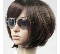 Woman Vogue Brown Straight Short Synthetic Hair Wigs Side Bang-brown
