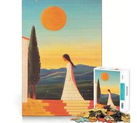 Woman Walking at Sunset Adults 1000 Piece Jigsaw Puzzle Think Exercise Game Zero Gap Bonding Activity for Loved Ones (38x52cm)