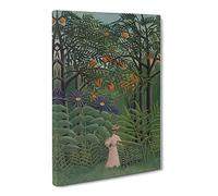 Woman Walking In An Exotic Forest By Henri Rousseau Canvas Print | Gallery Wrapped 30mm Frame Wall Art | 24x16 inches | Ready to Hang | Classic Landscape Picture | Living Room Bedroom Lounge Office