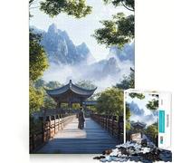 Woman Walking on Bridge in China 1000 Piece Jigsaws for Adults Brain Training Fun Clean Cut Sturdy Components Calming Mental Break Activity (38x52cm)