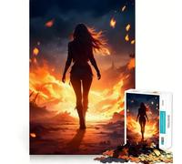 Woman Walking Through Fire 1000 Piece Puzzle For Adults Problem Solving Toy Professional Grade Cutting Relaxing Indoor Group Activity (50x75cm)