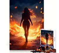 Woman Walking Through Fire Hard Jigsaw Puzzle for Adults 1000 Pieces Memory Enhance Time Well Spent Neat Edges (38x26cm)