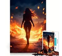 Woman Walking Through Fire Jigsaw Puzzles1000 Pieces Cognitive Boost Fun Burr Free Clean Cut Pieces Holiday Indoor Entertainment Toy (38x26cm)