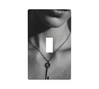 Woman Wearing A Vintage Key Chain Light Switch Cover Decorative Single Toggle 1 Gang Wall Plate for Kitchen Farmhouse Bedroom Bathroom Art Decor