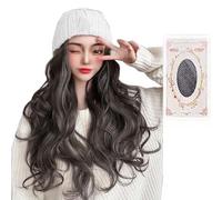 woman wig Winter Beanie Hat Knit with Long Wavy Curly Hair Knitted wool hat with highlight dyeing gradient long curly wig hat