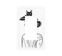 Woman with A Cat On The Head Light Switch Wall Plate Faceplate Cover Single Rocker 1 Gang Decorator Outlet Receptacle Covers for Home Kitchen Room Bathroom Decor