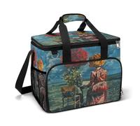 Woman With A Head of Roses Large Lunch Bag Soft Cooler Bag Insulated Thermal Bag Reusable Grocery Bags for Office Picnic Beach