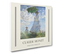 Woman With A Parasol By Claude Monet Canvas Print | Gallery Wrapped 30mm Frame Wall Art | 14x14 inches | Ready to Hang | Impressionist People Picture | Living Room Bedroom Lounge Office