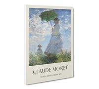 Woman With A Parasol By Claude Monet Canvas Print | Gallery Wrapped 30mm Frame Wall Art | 20x14 inches | Ready to Hang | Impressionist People Picture | Living Room Bedroom Lounge Office