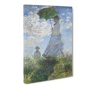 Woman With A Parasol By Claude Monet Canvas Print | Gallery Wrapped 30mm Frame Wall Art | 30x20 inches | Ready to Hang | Impressionist People Picture | Living Room Bedroom Lounge Office