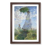 Woman with A Parasol by Claude Monet Framed Print | A2 Walnut Framed Wall Art | Ready to Hang | Modern Historical Picture | Living Room Bedroom Lounge Office